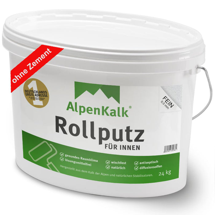 Alpenkalk Rollputz fein fuer Innen 24 kg ohne Zement